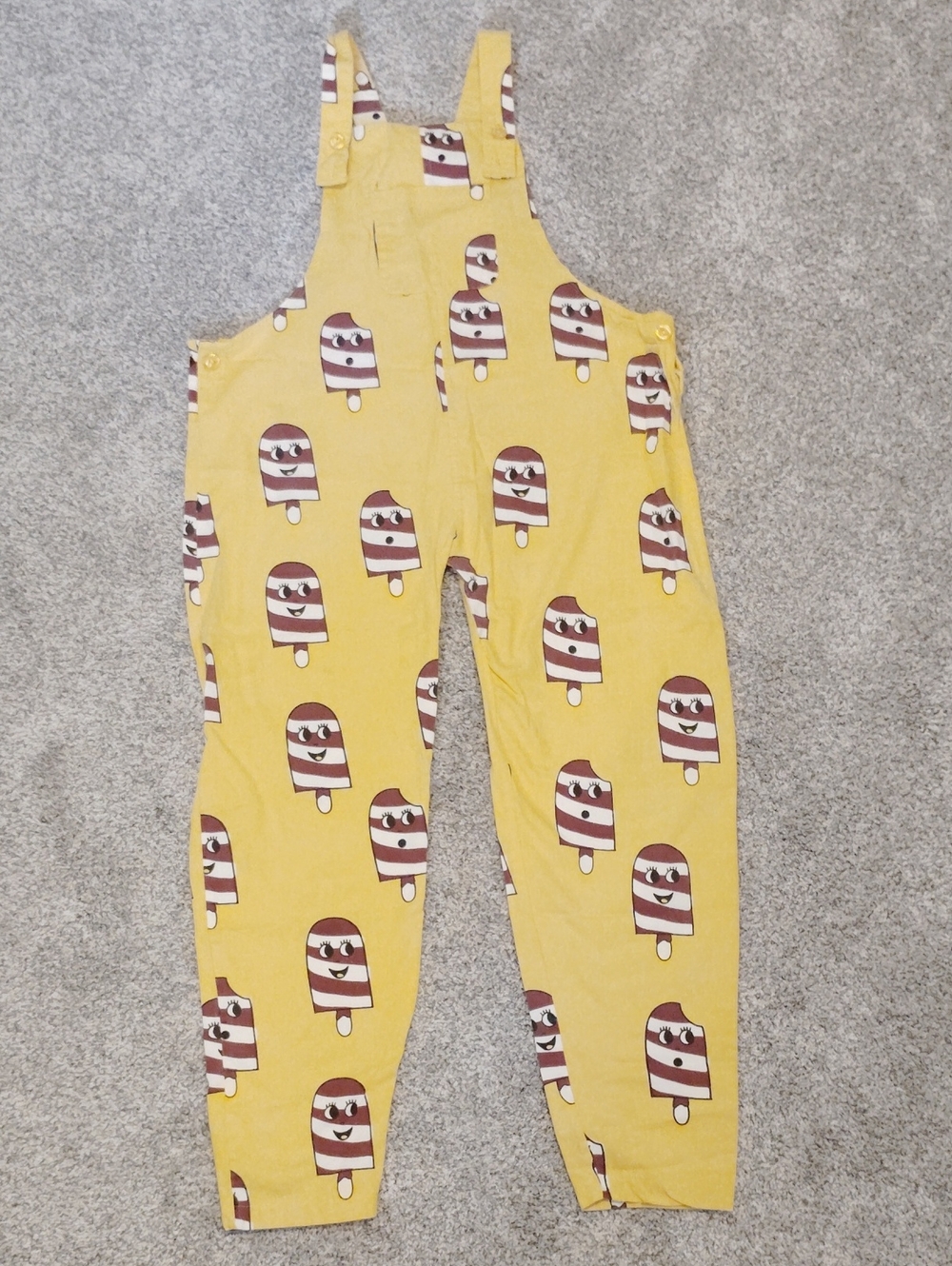 Hugo Loves Tiki Yellow Popsicle-Print Kids Overalls